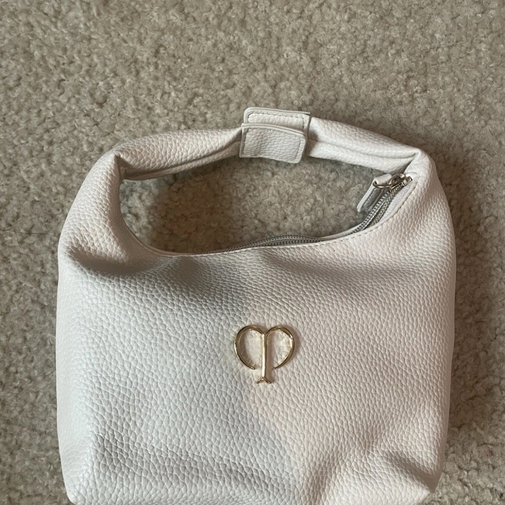 CLE DE PEAU BEAUTE  White Leather Cosmetic Bag Make Up Bag Tote